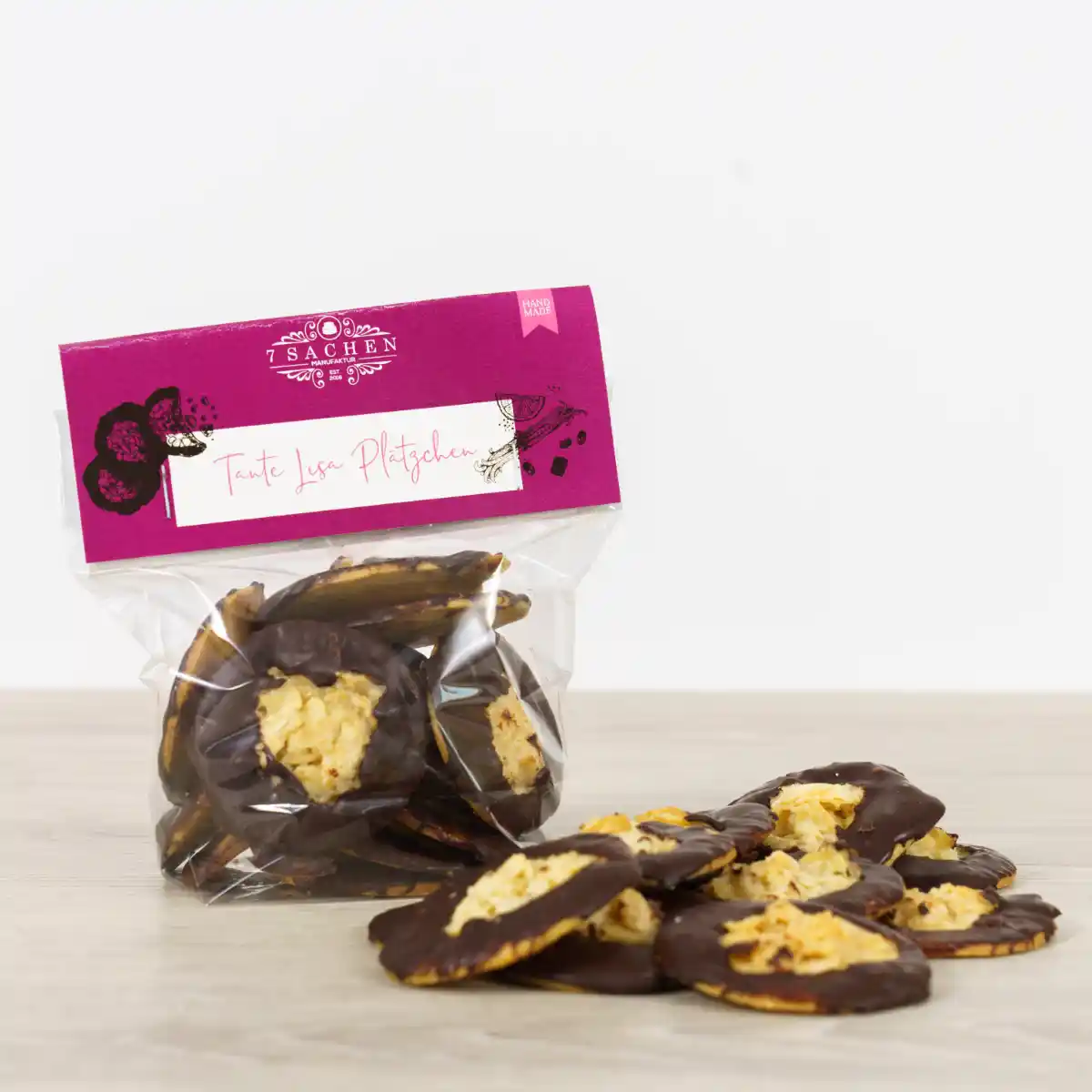 Handgemachte Tante Lisa Plätzchen mit Zartbitterschokolade, Mandeln & Haferflocken – 7 Sachen Manufaktur