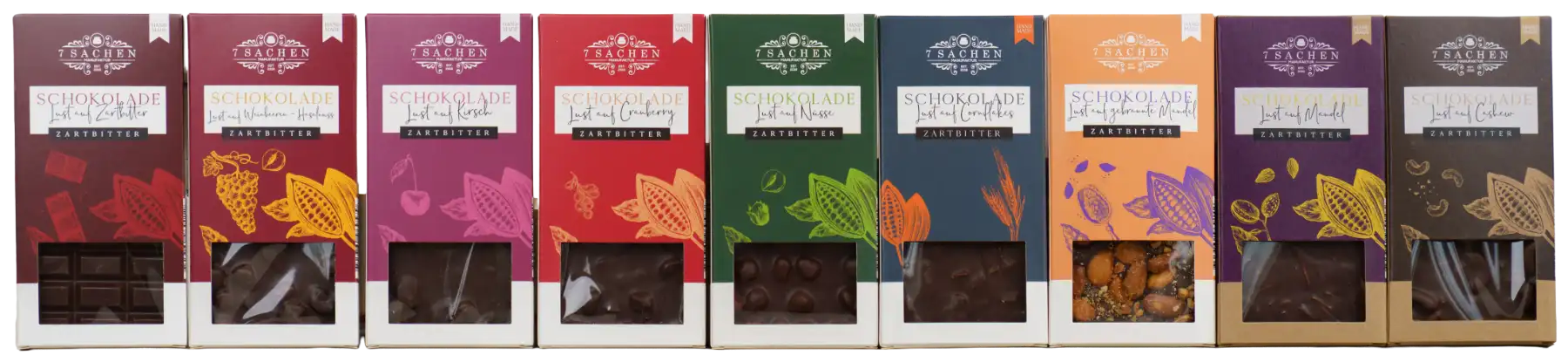 Handgegossene Zartbitterschokoladen 55 % verschiedene Sorten aus Steinhagen