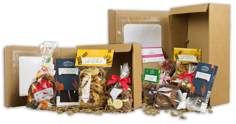 Geschenkboxen mit Schokolade, Keksen und regionalen Spezialitäten aus der 7 Sachen Manufaktur in Steinhagen